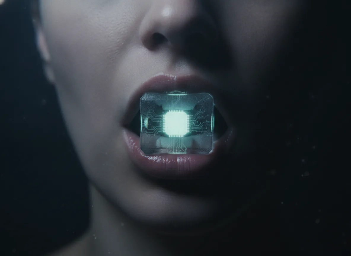 Persona sosteniendo el cubo CUBIQ con los dientes