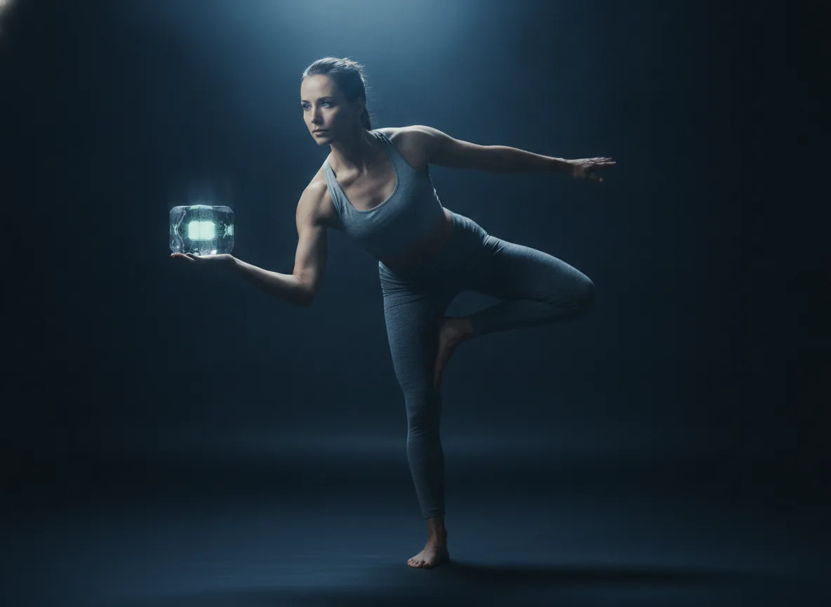 Atleta sosteniendo el cubo CUBIQ en equilibrio