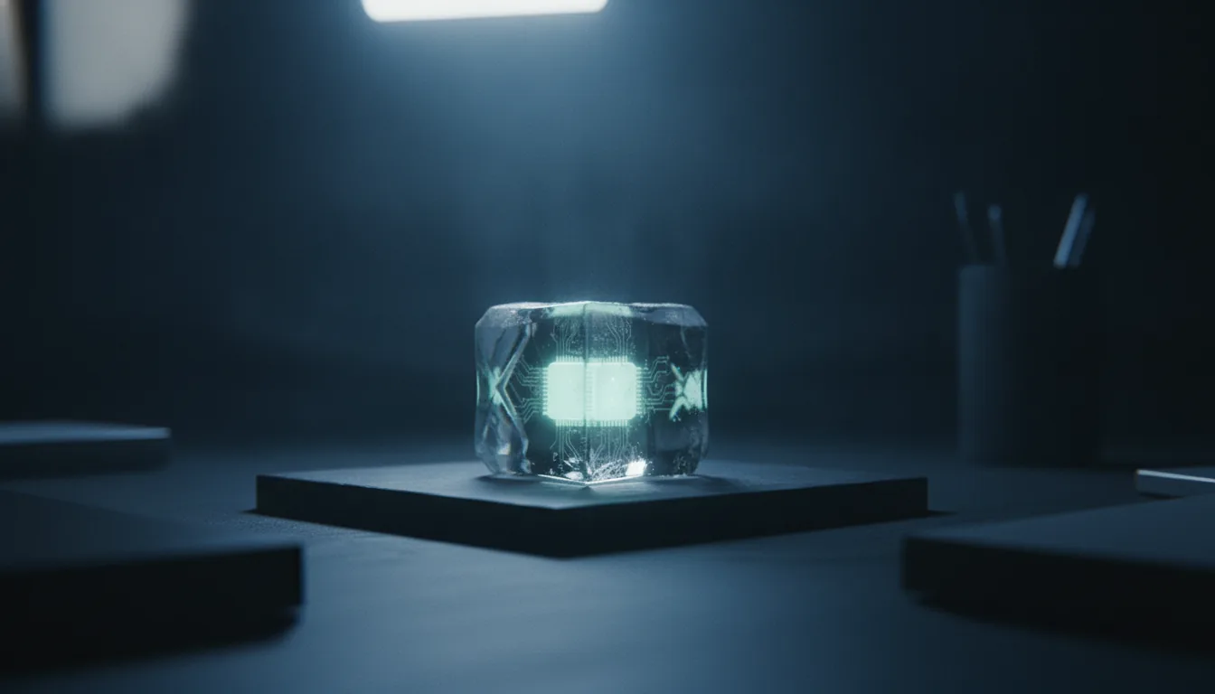 El cubo CUBIQ encendido de noche